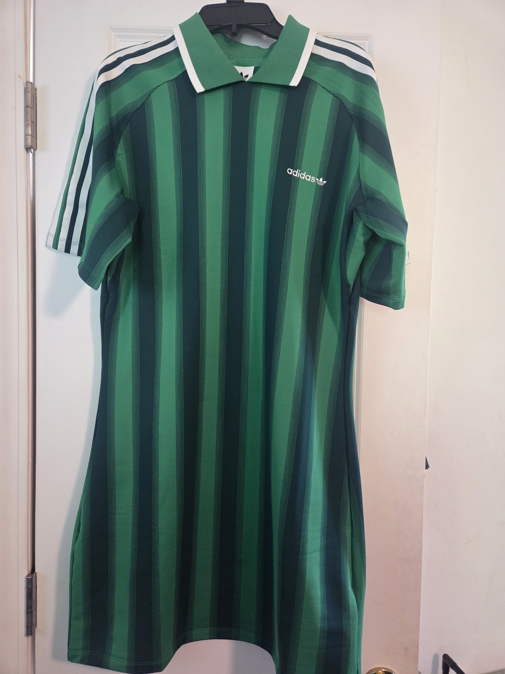 Adidas Women’s Green Striped Polo Jersey Dress